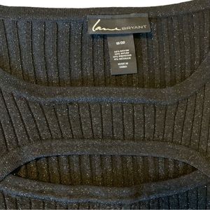 Special Occasion LB Sparkly Metallic Black Keyhole Neck Sweater-Plus Size 18/20